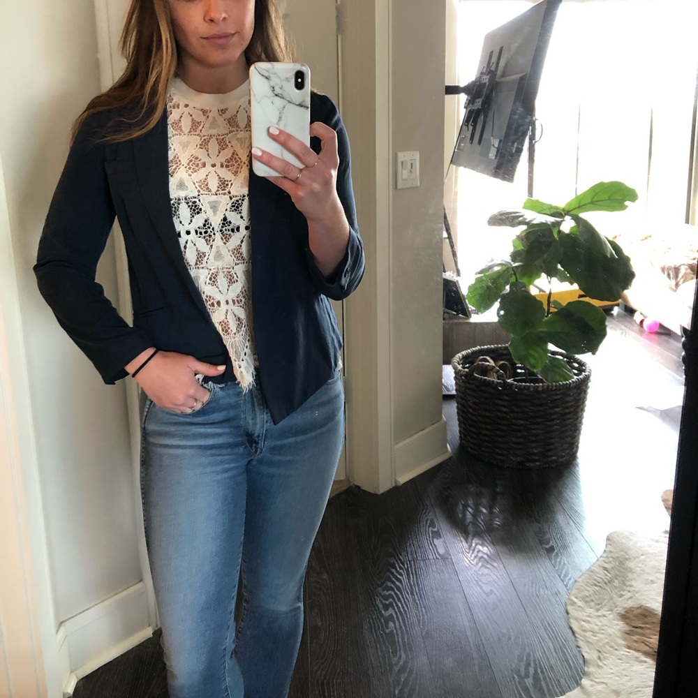 Anthropologie lightweight navy blazer